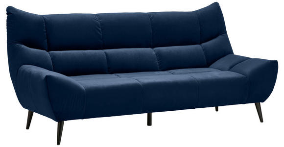 3-SITZER-SOFA Mikrofaser Dunkelblau  - Schwarz/Dunkelblau, Design, Textil/Metall (224/106/101cm) - Xora