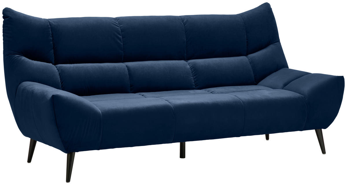 3-SITZER-SOFA in Mikrofaser Dunkelblau  - Schwarz/Dunkelblau, Design, Textil/Metall (222/106/99cm) - Xora