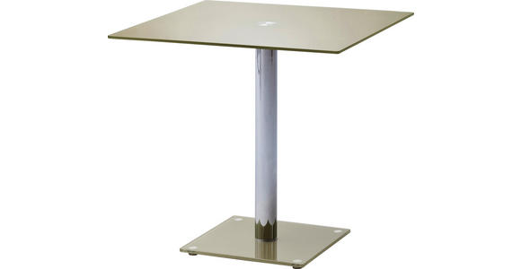 ESSTISCH in Metall, Glas 80/80/76 cm - Taupe/Chromfarben, Basics, Glas/Metall (80/80/76cm) - Carryhome
