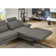 ECKSOFA in Echtleder Grau  - Schwarz/Grau, Design, Leder/Metall (310/180cm) - Dieter Knoll