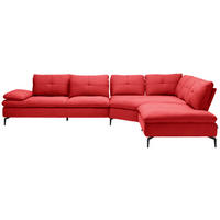 ECKSOFA in Flachgewebe Hellrot  - Hellrot/Schwarz, Design, Textil/Metall (344/271cm) - Chilliano