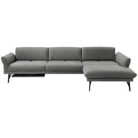 ECKSOFA Posh in Echtleder Dunkelgrau  308/173 cm  - Dunkelgrau/Anthrazit, Design, Leder/Metall (308/173cm) - Joop!