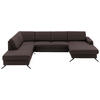 WOHNLANDSCHAFT in Echtleder Dunkelbraun  - Dunkelbraun/Schwarz, Design, Leder/Metall (233/339/165cm) - Beldomo Premium