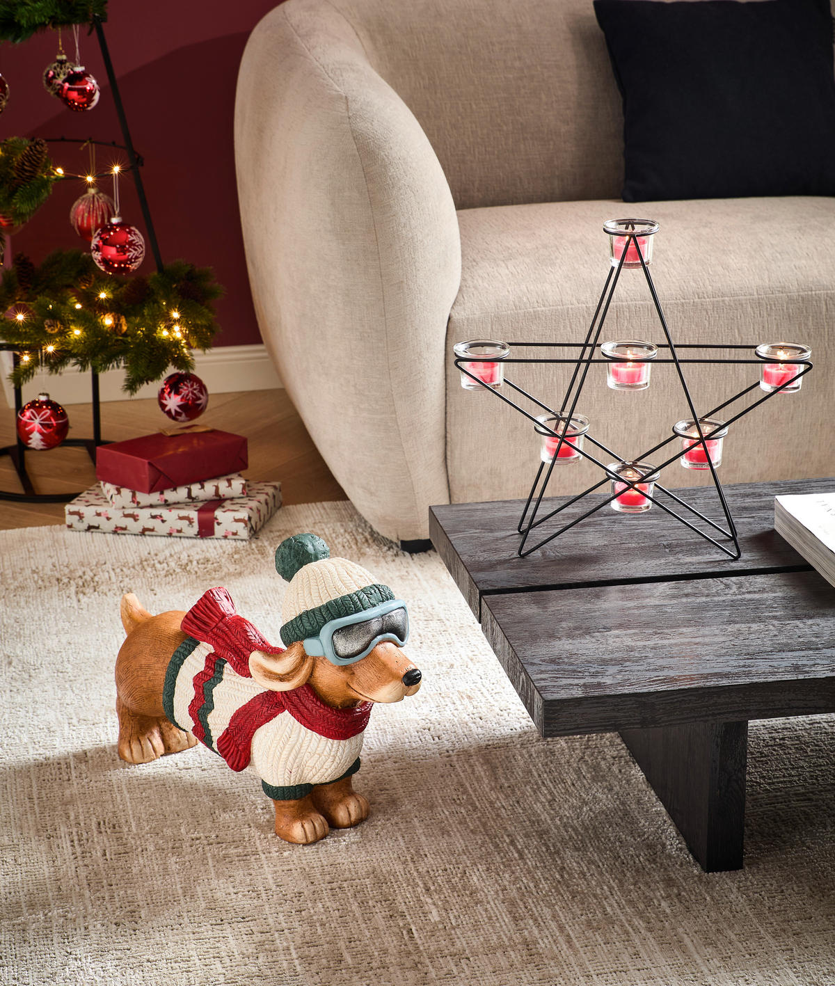 DEKOR KUTYA - többszínű, Lifestyle, kő (47,5/16/33cm) - X-Mas