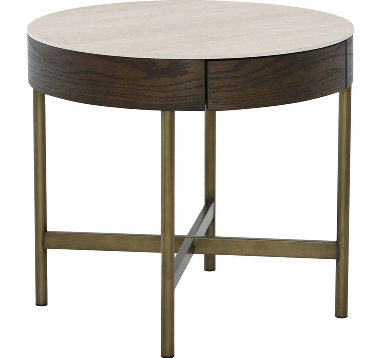 SOFFBORD i trä, metall, sten, keramik 55/55/50 cm  - bronsfärgad/sandfärgad, Design, metall/trä (55/55/50cm) - Best Price