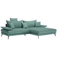 ECKSOFA PRATO Mintgrün Mikrofaser  - Schwarz/Mintgrün, MODERN, Textil/Metall (292/176cm) - MID.YOU
