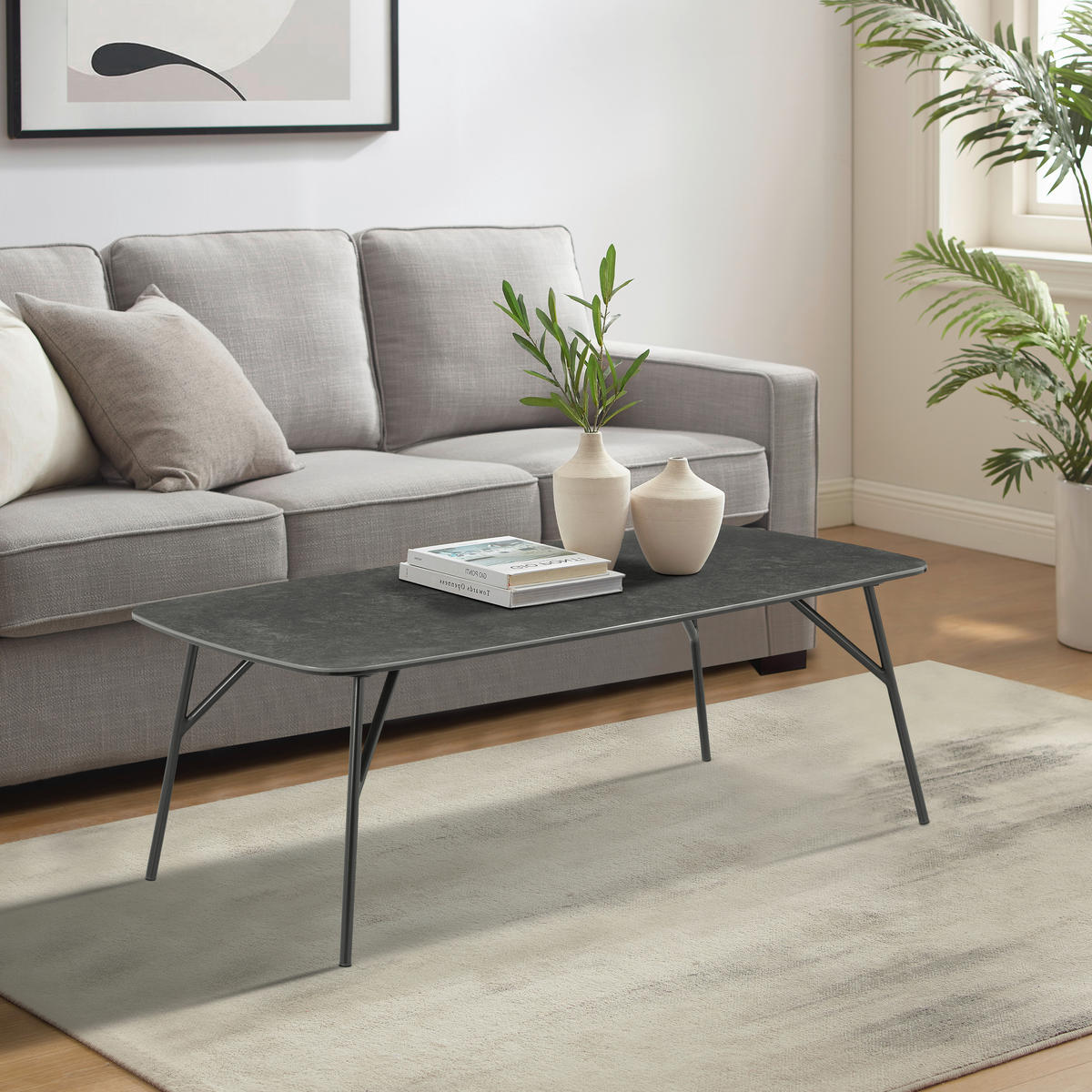 COUCHTISCH Klarglas 110/60/40 cm rechteckig Grau, Schwarz  - Schwarz/Grau, Basics, Glas/Keramik (110/60/40cm) - Xora