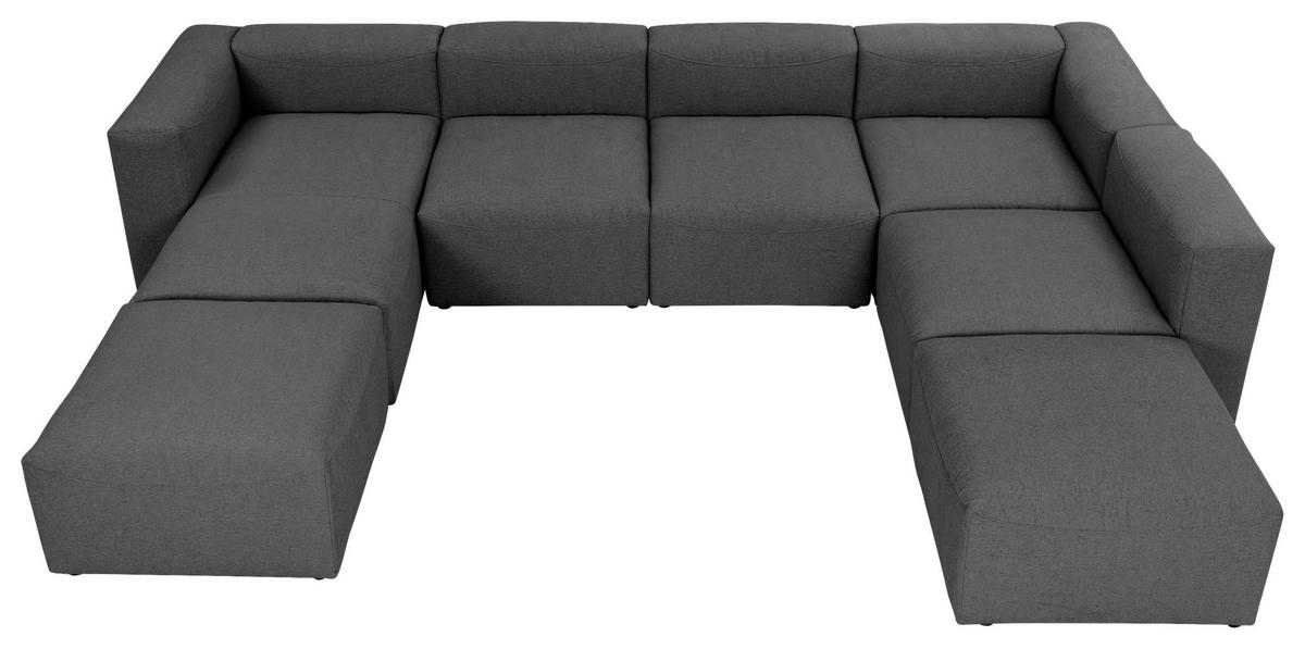WOHNLANDSCHAFT Anthrazit Flachgewebe  - Anthrazit, Design, Kunststoff/Textil (235/350/250cm) - Max Winzer