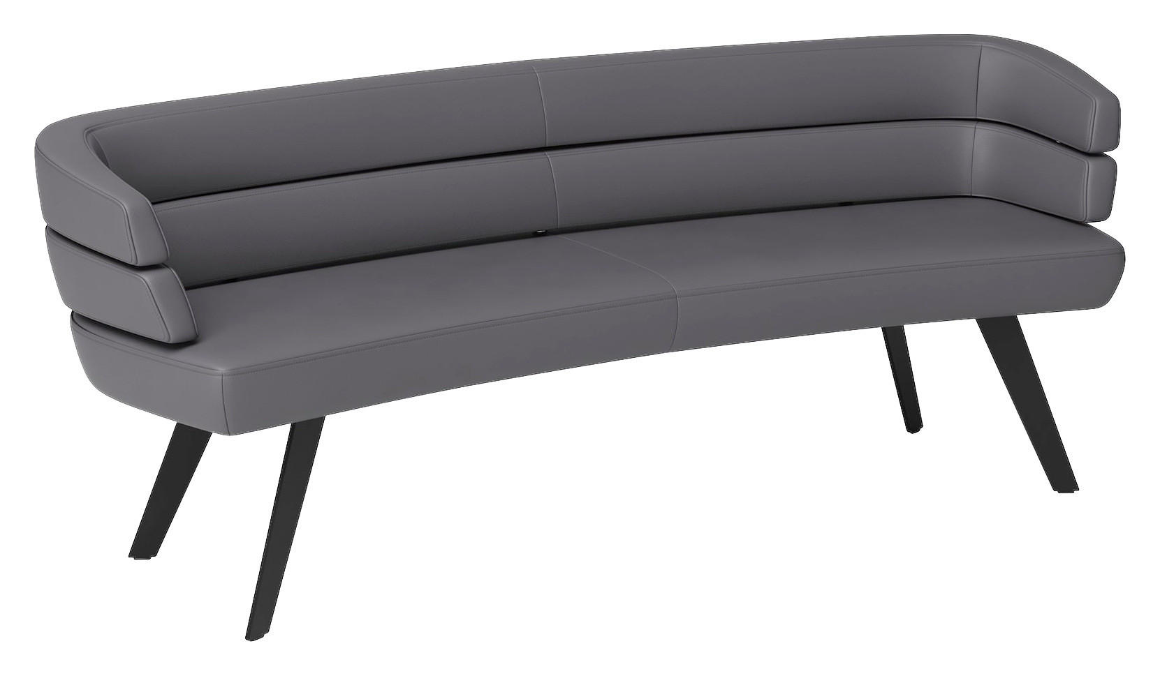 SITZBANK 229/84/77 cm  in Schieferfarben  - Schieferfarben/Schwarz, Design, Leder/Metall (229/84/77cm) - Joop!