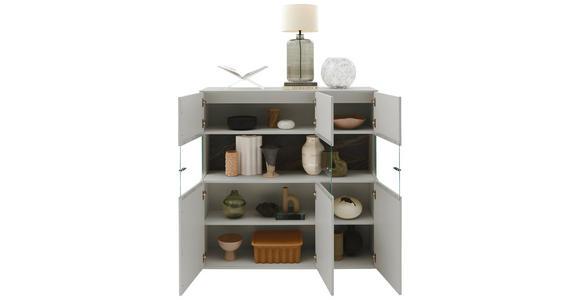 HIGHBOARD Hellgrau  121,9/121,5/45,2 cm  - Hellgrau/Schwarz, Design, Glas/Keramik (121,9/121,5/45,2cm) - Dieter Knoll