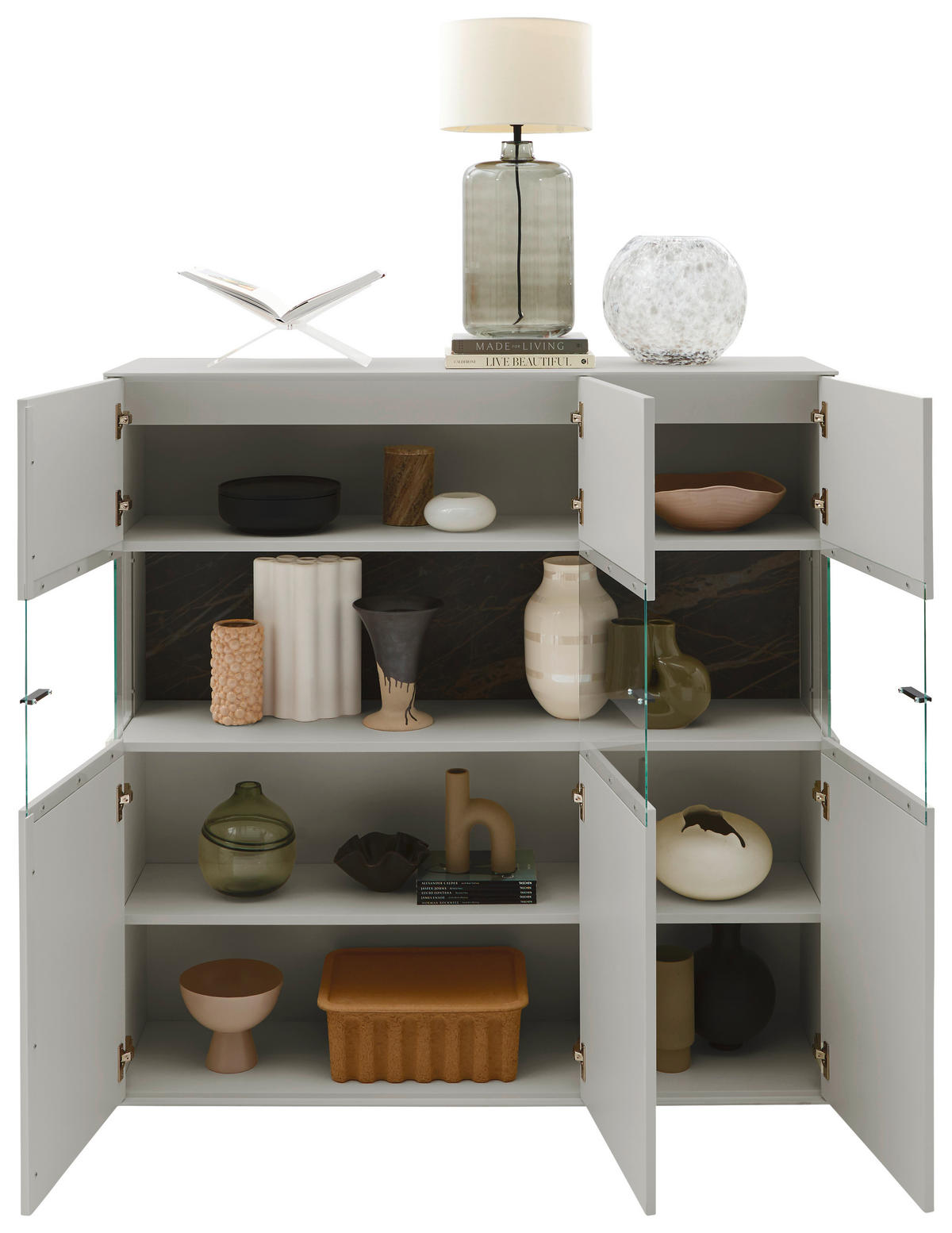 HIGHBOARD Hellgrau  121,9/121,5/45,2 cm  - Hellgrau/Schwarz, Design, Glas/Keramik (121,9/121,5/45,2cm) - Dieter Knoll