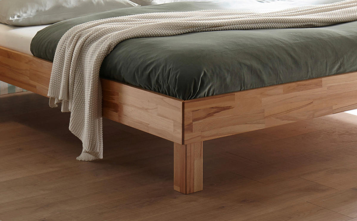 BETT 90/200 cm  in Kernbuche   - Buchefarben/Kernbuche, Natur, Holz (90/200cm) - Hasena