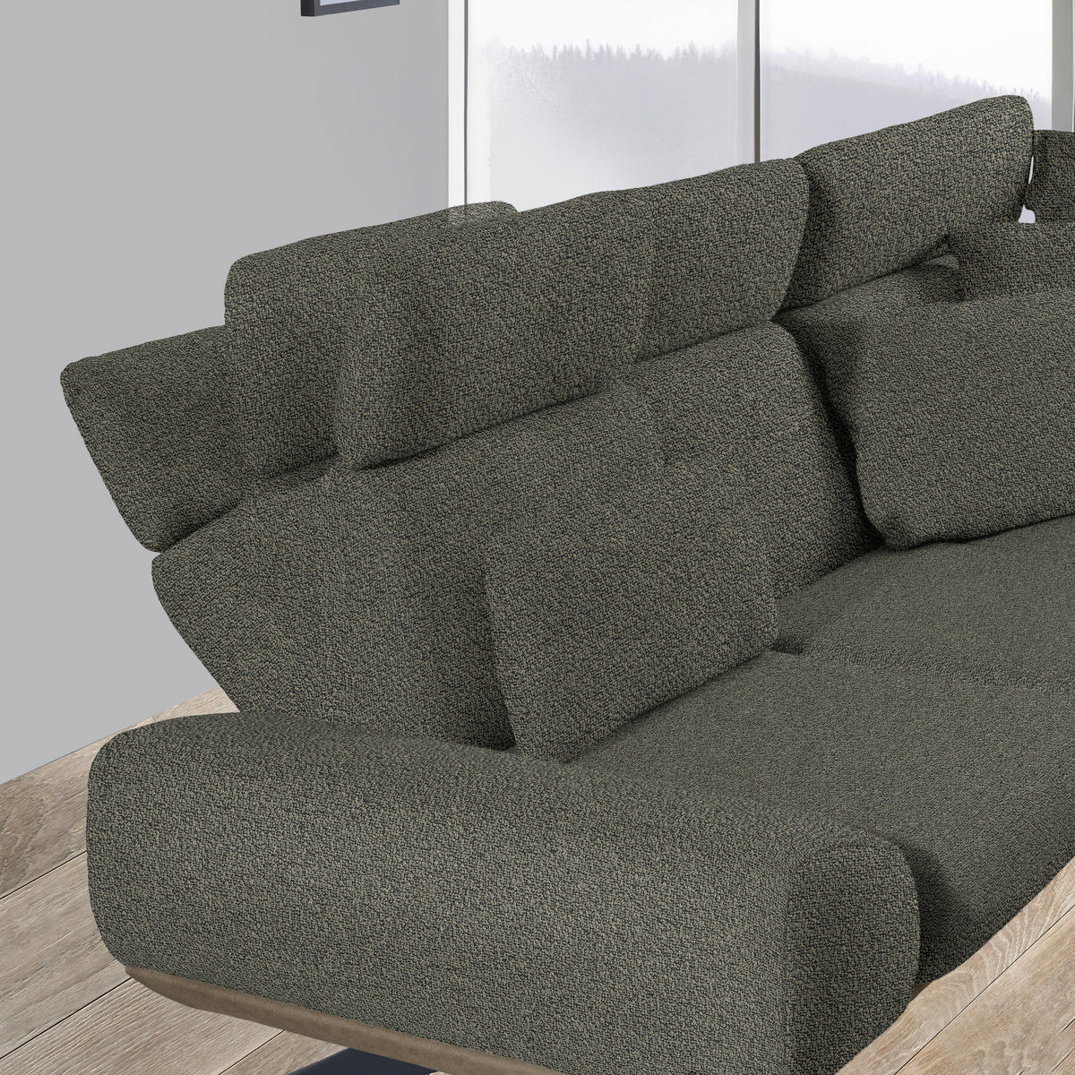 ECKSOFA in Flachgewebe Graubraun  - Graubraun/Schwarz, Design, Textil/Metall (270/239cm) - Koinor