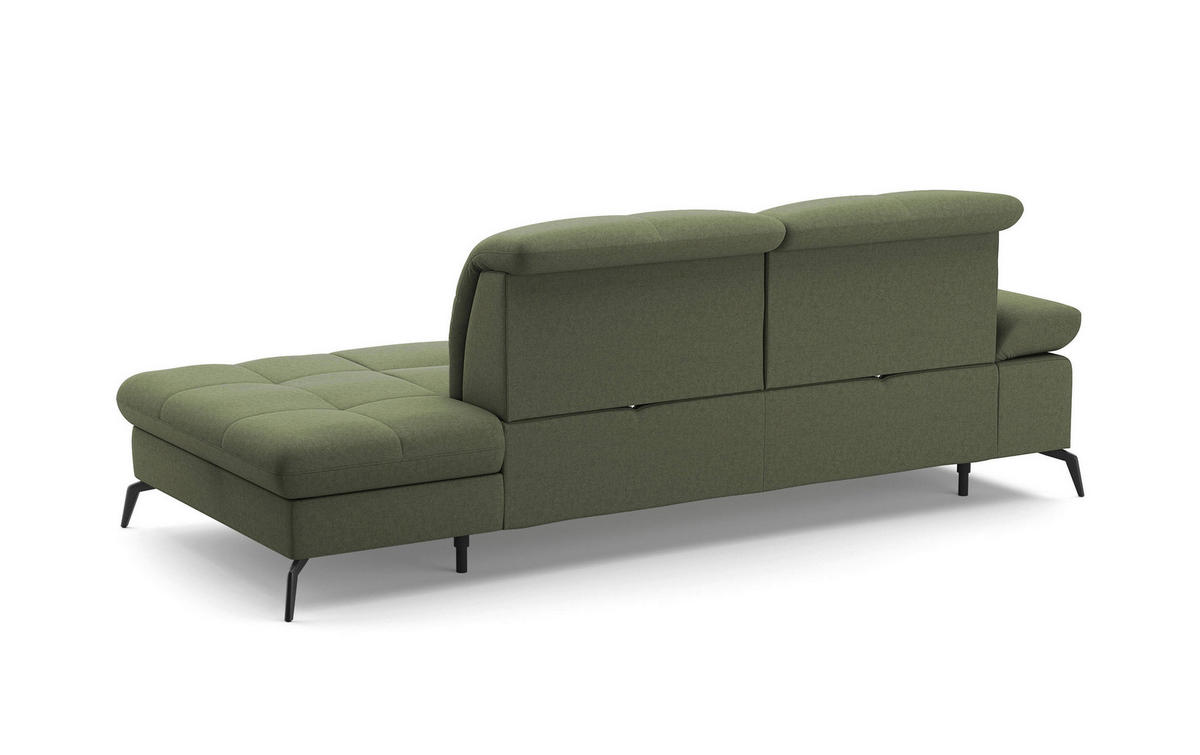 RÉCAMIERE in Flachgewebe Olivgrün  - Schwarz/Olivgrün, Konventionell, Textil/Metall (231/90/122cm) - Sit & More