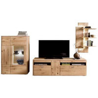 WOHNWAND  in Eichefarben 340/194/50 cm  - Eichefarben/Silberfarben, Design, Glas/Holz (340/194/50cm) - Livetastic