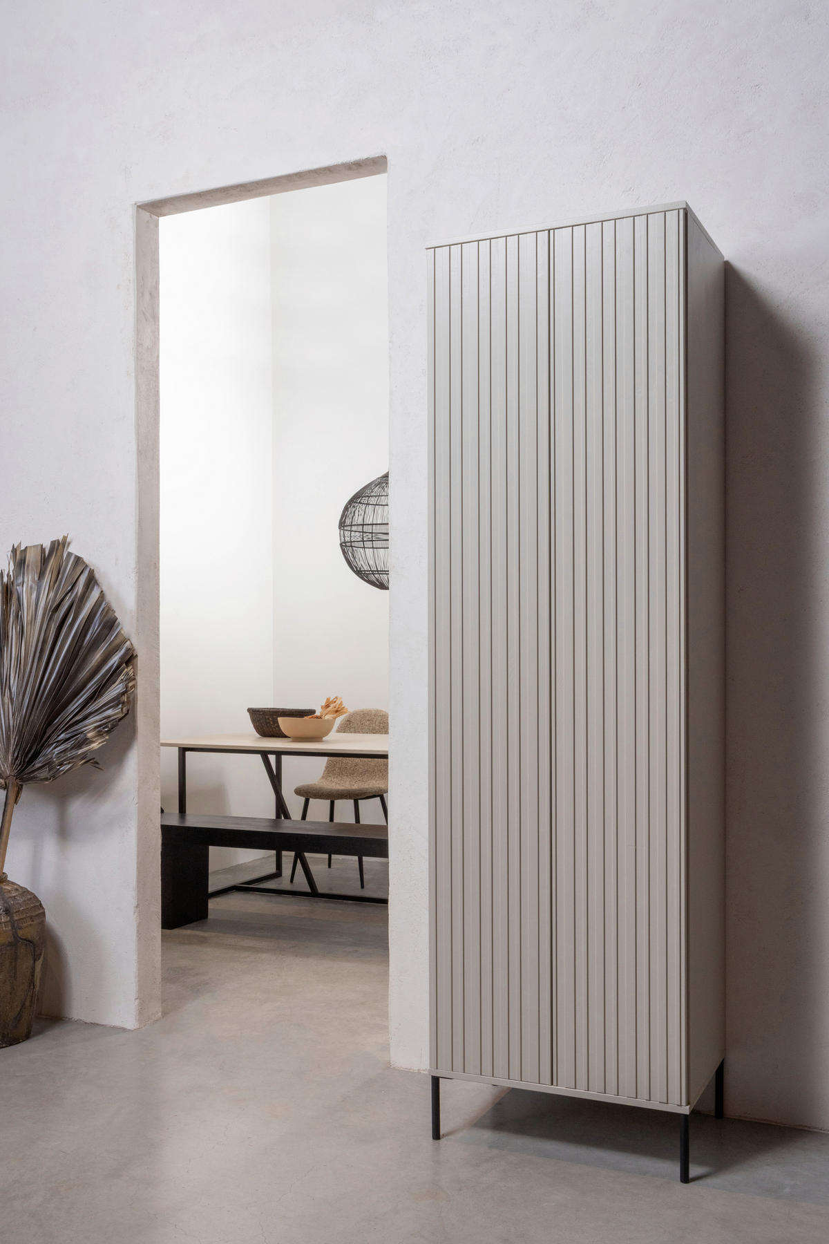 GARDEROBENSCHRANK Gravure  in 60/210/42 cm  - Schwarz/Grau, Design, Holz/Metall (60/210/42cm) - Livetastic