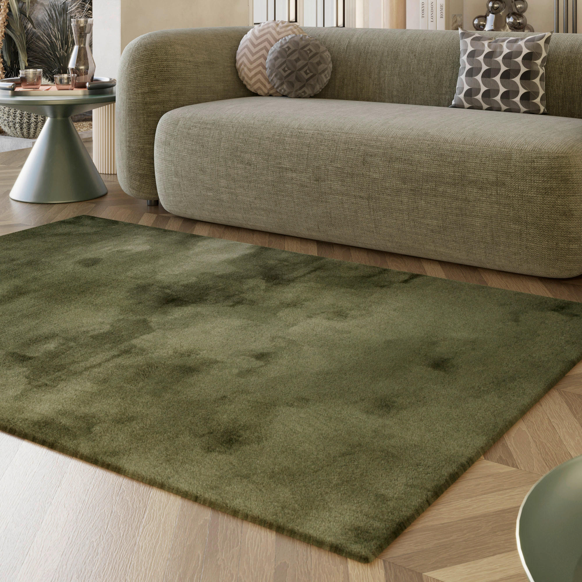 HOCHFLORTEPPICH 70/140 cm ESP-4377-07 Olivgrün - Olivgrün, KONVENTIONELL, Textil (70/140cm) - Esprit