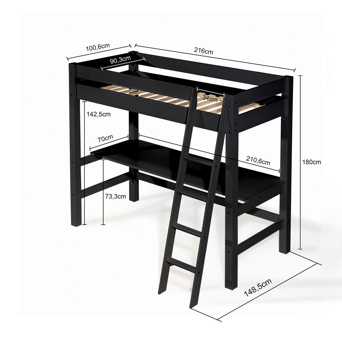 HOCHBETT  - Schwarz/Naturfarben, Lifestyle, Holz (216/209/180/2,5/148,5/70cm) - MID.YOU