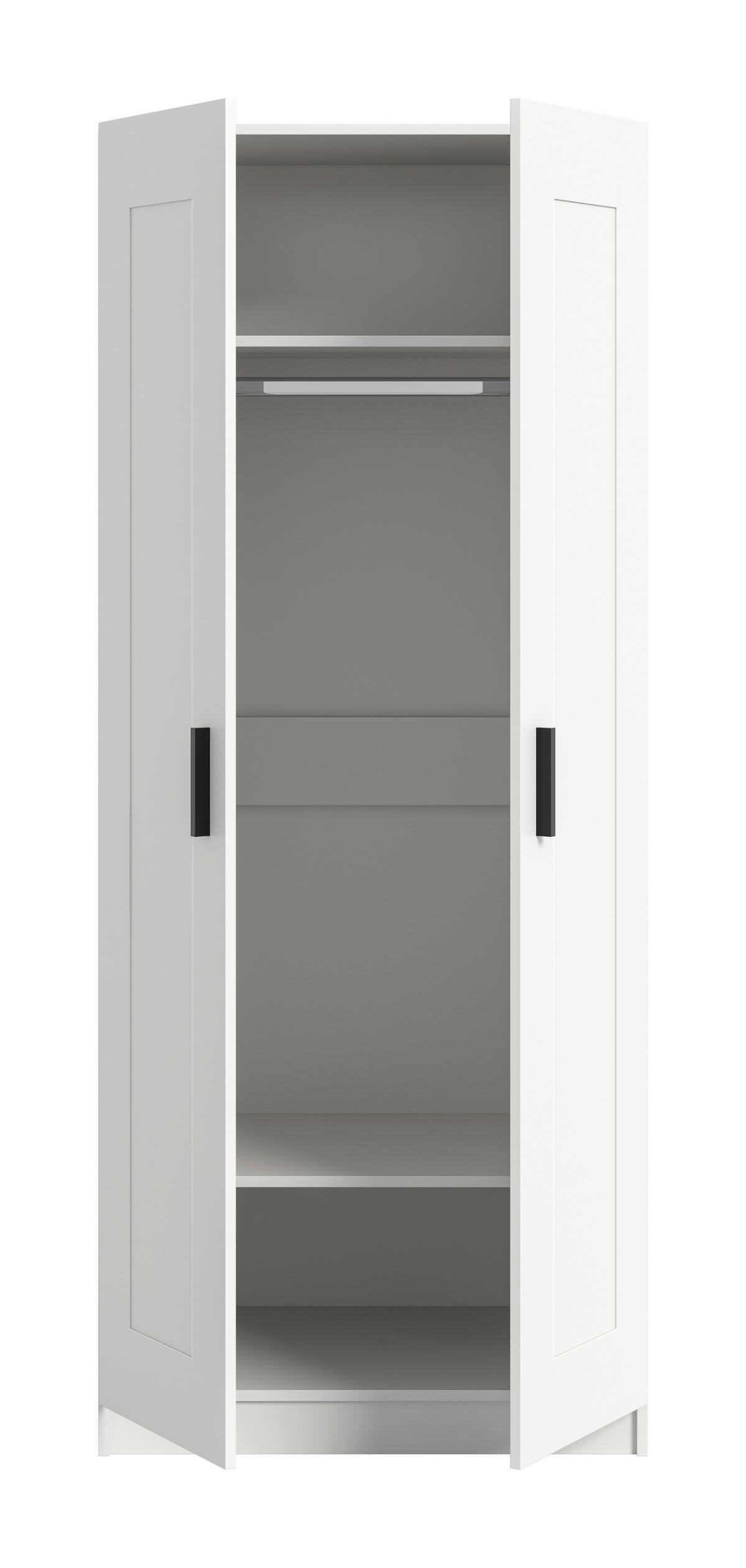 DREHTÜRENSCHRANK 80/195/56 cm,  in Weiß, 2 Tür(en)-türig  - Schwarz/Weiß, ROMANTIK / LANDHAUS, Holzwerkstoff/Kunststoff (80/195/56cm) - Livetastic