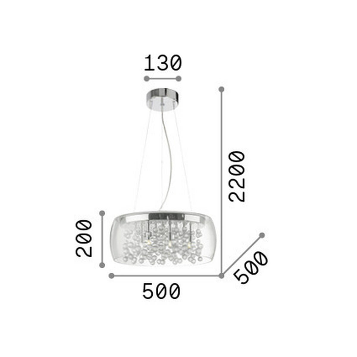 LED-HÄNGELEUCHTE 50/45\220 cm  - Chromfarben/Transparent, KONVENTIONELL, Glas/Metall (50/45\220cm) - Ideal Lux