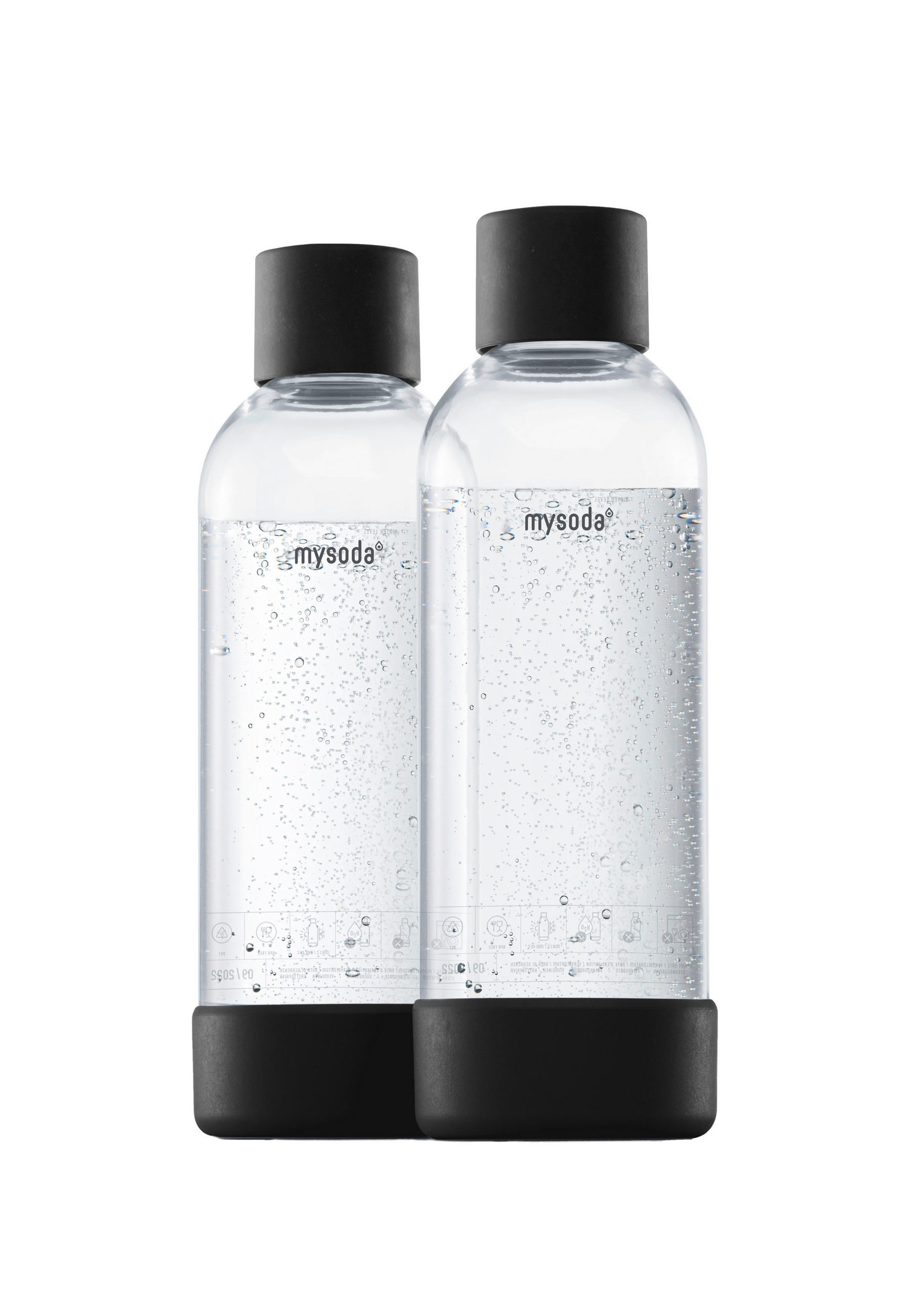 WASSERSPRUDLER-FLASCHE 2er Pack 1,0ltr.  - Schwarz, Basics, Naturmaterialien/Kunststoff (8.7/26.7cm) - mysoda