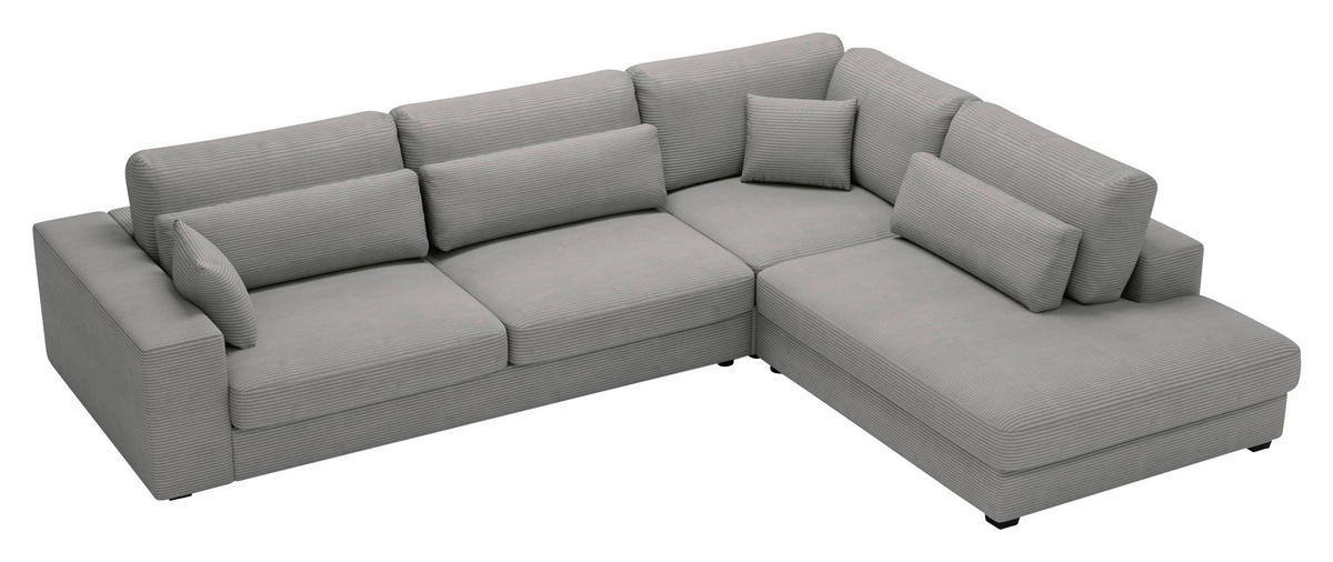 ECKSOFA in Cord Grau  - Schwarz/Grau, Konventionell, Kunststoff/Textil (314/250cm) - Carryhome