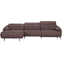 ECKSOFA  in Echtleder Altrosa  165/313 cm  - Beige/Schwarz, Design, Leder/Metall (165/313cm) - Belluti