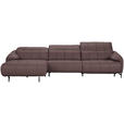 ECKSOFA  in Echtleder Altrosa  165/313 cm  - Beige/Schwarz, Design, Leder/Metall (165/313cm) - Belluti