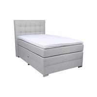 BOXSPRINGBETT 120/200 cm,  in Hellgrau, Matratze, Bettkasten, Topper, H3 = fest  - Chromfarben/Hellgrau, KONVENTIONELL, Kunststoff/Textil (120/200cm) - Boxxx