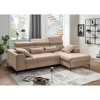 ECKSOFA Chenille Hellbraun  - Hellbraun/Schwarz, Basics, Textil/Metall (270/186cm) - Livetastic