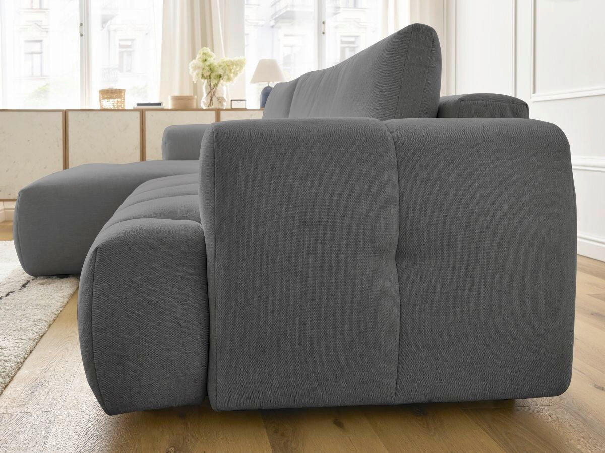 ECKSCHLAFSOFA FUJI Leinenoptik Dunkelgrau  inkl.  - Dunkelgrau/Schwarz, MODERN, Kunststoff/Textil (160/292cm)