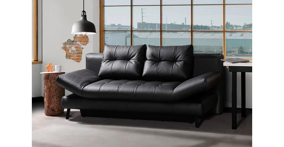 SCHLAFSOFA Schwarz Echtleder - Schwarz, Design, Leder/Metall (209/94/94cm) - Novel