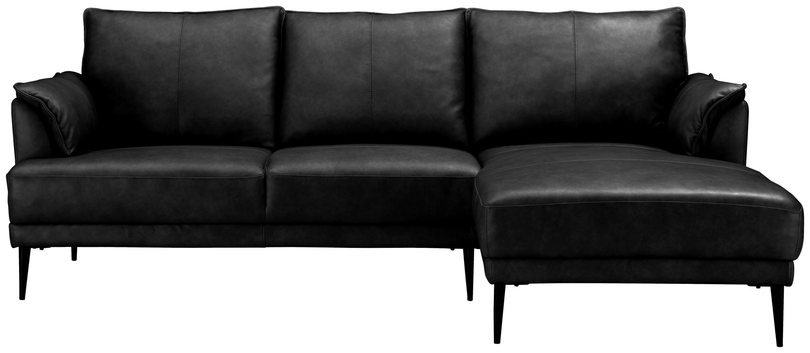HÖRNSOFFA i äkta läder svart  - svart, Design, metall/läder (233/153cm) - Livetastic
