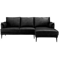 ECKSOFA in Echtleder Schwarz  233/153 cm  - Schwarz, Design, Leder/Textil (233/153cm) - Livetastic