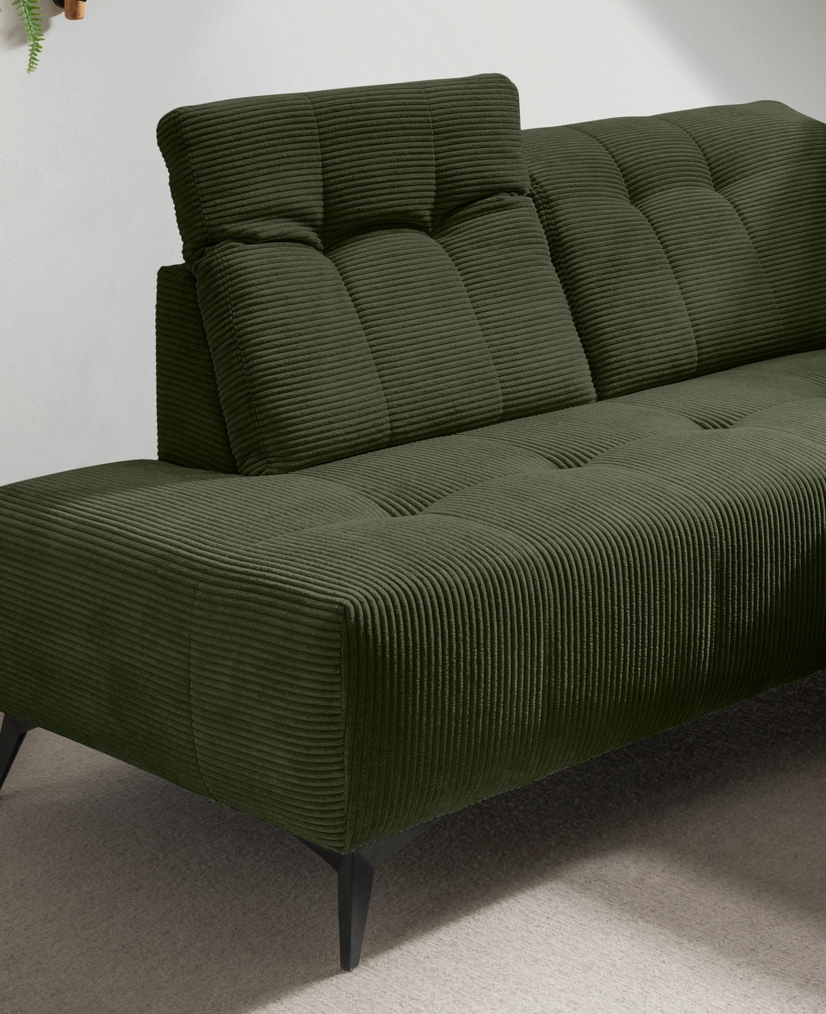 ECKSOFA in Cord Dunkelgrün  - Dunkelgrün/Schwarz, Modern, Textil/Metall (200/272cm) - Livetastic