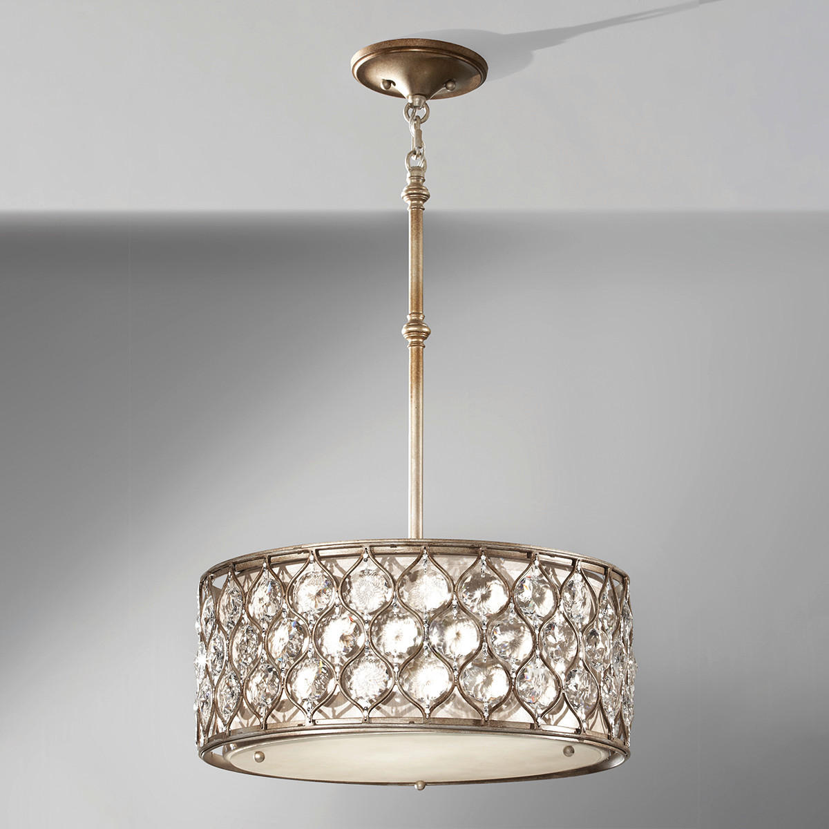 HÄNGELEUCHTE 46/36 cm    - Silberfarben, Konventionell, Glas/Textil (46/36cm) - Elstead Lighting