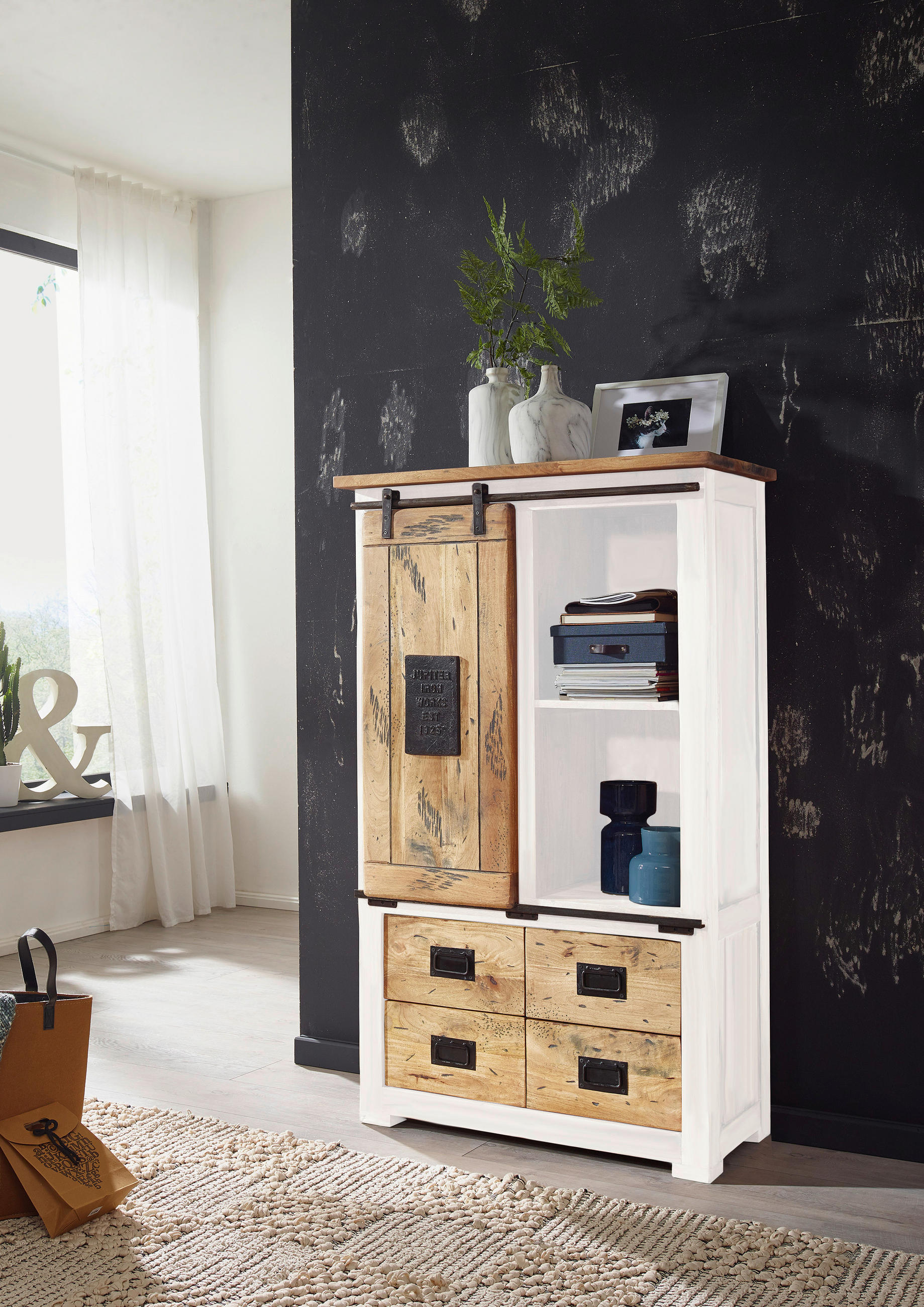 HIGHBOARD in 90/150/45 cm - Schwarz/Braun, KONVENTIONELL, Holz/Metall (90/150/45cm) - Livetastic