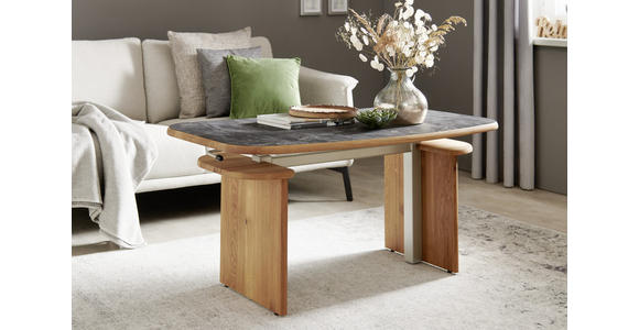 COUCHTISCH in Holz, Metall, Kunststoff 120/70/54(82) cm - Eichefarben/Silberfarben, KONVENTIONELL, Holz/Kunststoff (120/70/54(82)cm) - Venda