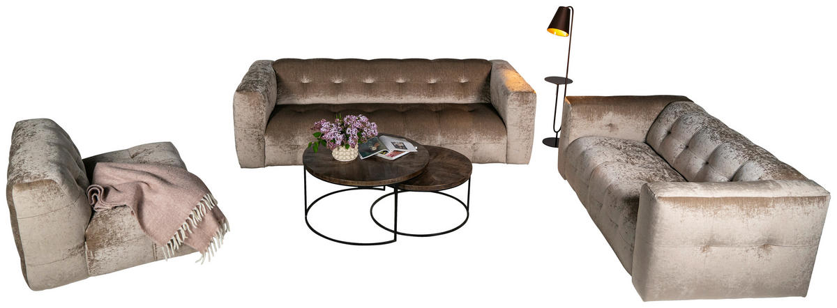 2-SITS SOFFA i trä, textil ljusbrun  - ljusbrun, Klassisk, trä/textil (202/78/112cm) - Novel