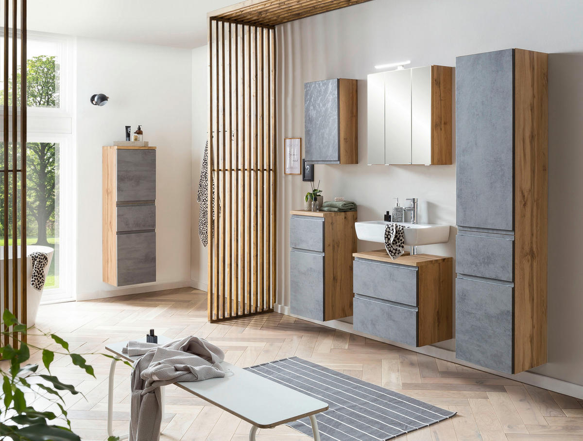 WASCHBECKENUNTERSCHRANK 60/56/35 cm  - Eiche Wotan/Hellgrau, MODERN, Holzwerkstoff (60/56/35cm) - Held