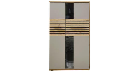 HIGHBOARD Grau, Buchefarben  90/131/40 cm  - Buchefarben/Schwarz, KONVENTIONELL, Glas/Holzwerkstoff (90/131/40cm) - Venda