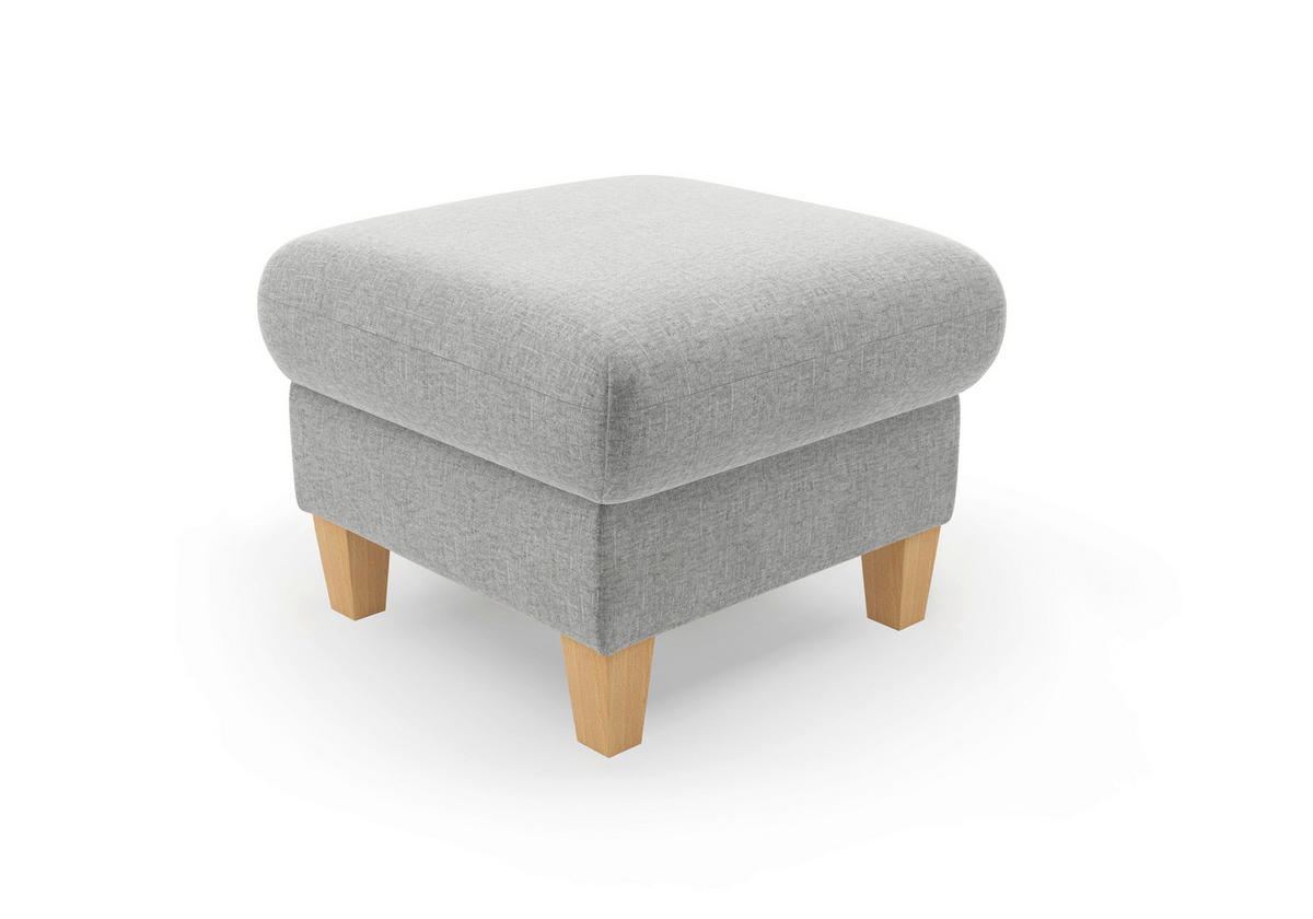 HOCKER Flachgewebe Hellgrau  - Eichefarben/Hellgrau, KONVENTIONELL, Holz/Textil (58/47/58cm) - Sit & More