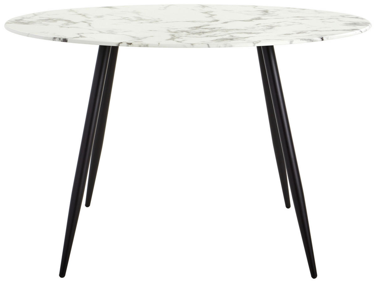 ESSTISCH in Metall, Glas 120/120/76 cm  - Schwarz/Weiß, MODERN, Glas/Metall (120/120/76cm) - MID.YOU