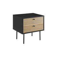 NACHTTISCH 50/50/40 cm  in furniert Eiche Schwarz, Eichefarben  - Eichefarben/Schwarz, Design, Holz/Holzwerkstoff (50/50/40cm) - Livetastic