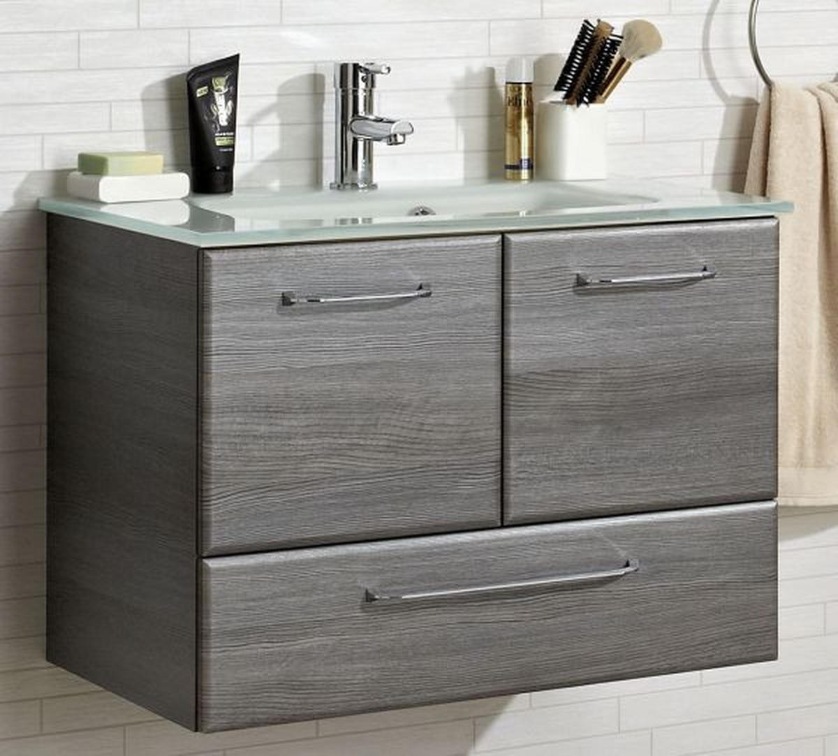 MOSDÓ ALATTI SZEKRÉNY 72/51/44 cm  - grafitszürke/króm, Konventionell, faalapú anyag (72/51/44cm) - Xora