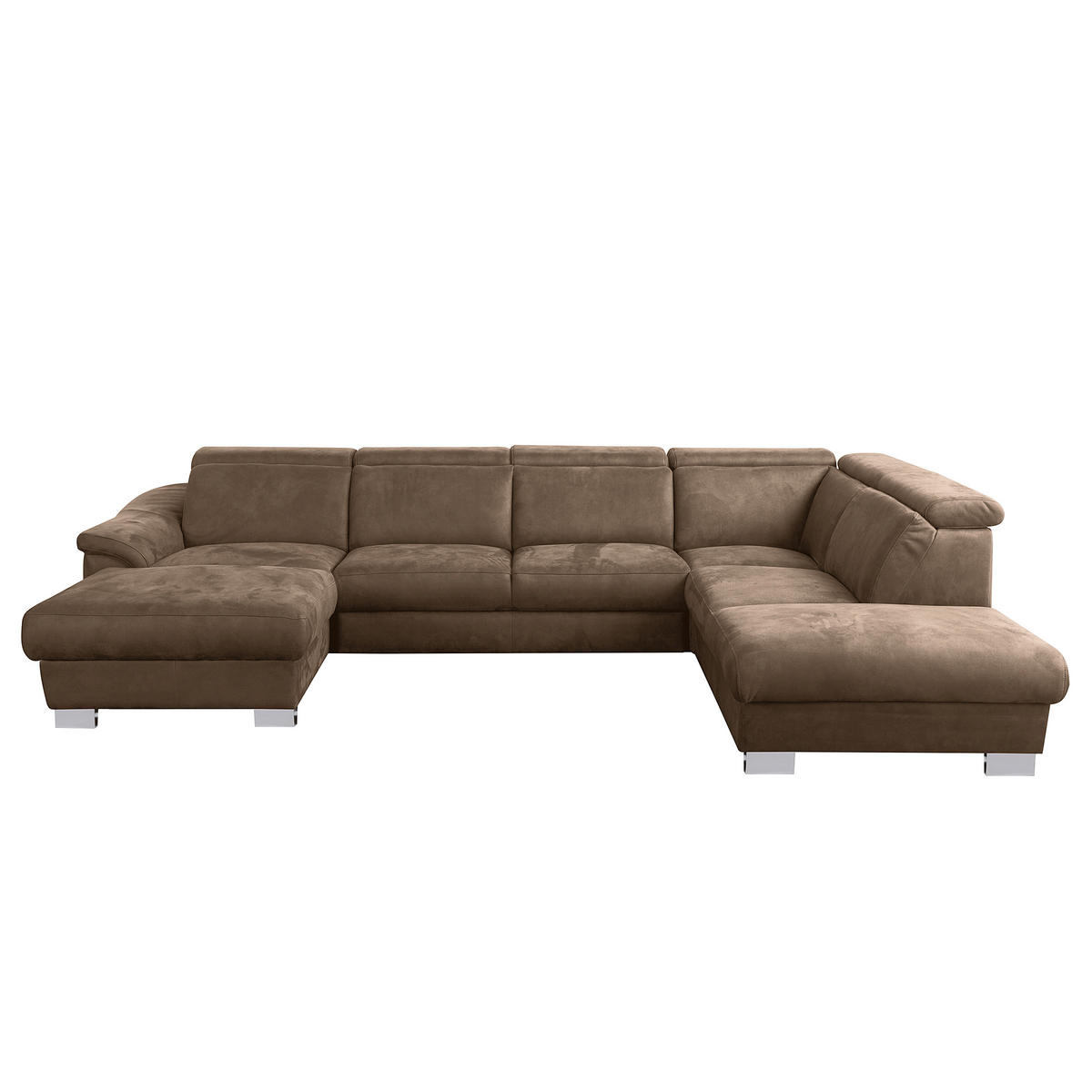 WOHNLANDSCHAFT Mikrofaser Braun  - Chromfarben/Braun, Design, Textil/Metall (238/347/273cm) - Livetastic
