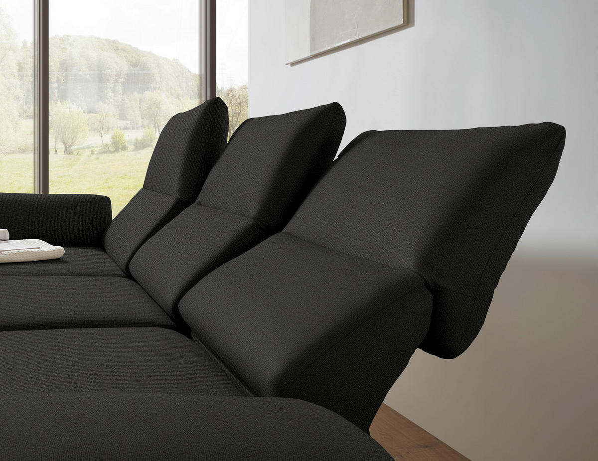 ECKSOFA  in Flachgewebe Anthrazit  175-224/255-365 cm  - Anthrazit/Schwarz, Design, Textil/Metall (175-224/255-365cm) - Dieter Knoll