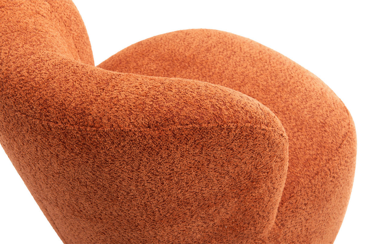 DESIGNSESSEL in Teddystoff Cognac  - Cognac, Design, Textil (73/76/80cm) - Welnova