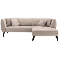 ECKSOFA Lederlook Beige  - Beige/Schwarz, Modern, Holz/Textil (264/160cm) - Livetastic