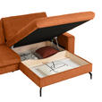 ECKSOFA in Cord Terracotta  - Terracotta/Schwarz, Design, Textil/Metall (302/180cm) - Venda